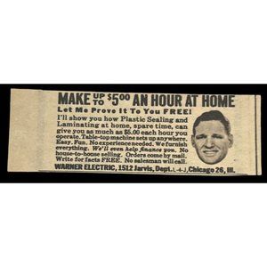Warner Electric Print Ad Vintage 1963 Plastic Sealing and Laminating at Home